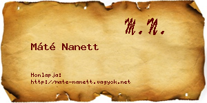 Máté Nanett névjegykártya